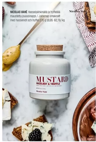 Hasselpähkinäta ja tryffellä maustettu joulusinappi