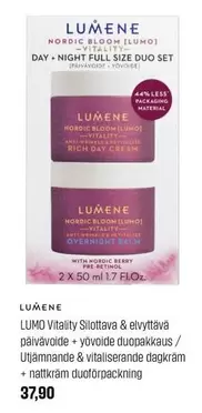 Nordic - LUMO Vitality Silottava & elvyttävä päivävoide + yövoide duopakkaus / Utjämnande & vitaliserande dagkräm + nattkräm duoförpackning