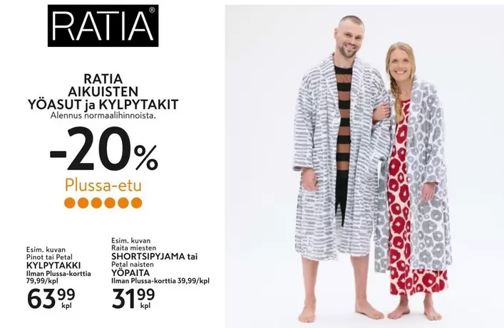 AIKUISTEN
YÖASUT ja KYLPYTAKIT