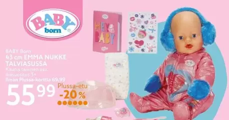 Baby Born - 43 cm EMMA NUKKE TALVIASUSSA
