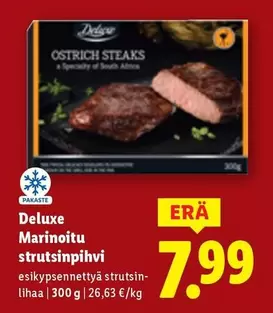 Marinoitu strutsinpihvi