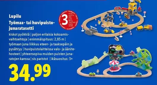 Työmaa- tai huvipuisto- junaratasetti