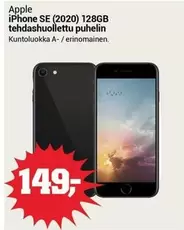 iPhone SE (2020) 128GB tehdashuollettu puhelin