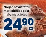 Norjan savustettu merilohifilee pala myös maustetut