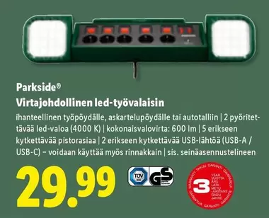Virtajohdollinen led-työvalaisin