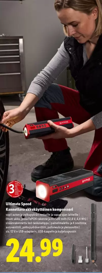 Kompressori akkukäyttöinen kompressori