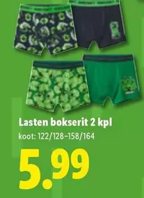 Lasten bokserit 2 kpl