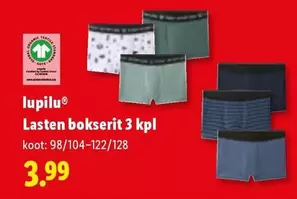 Lasten bokserit 3 kpl