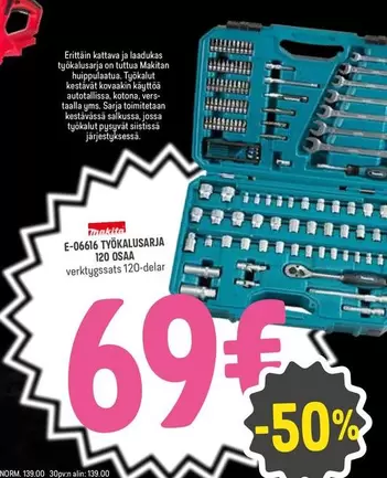 Makita - E-06616 TYÖKALUSARJA 120 OSAA