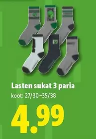 Lasten sukat 3 paria