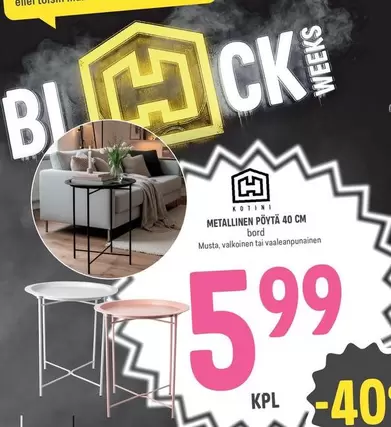 METALLINEN PÖYTÄ 40 CM