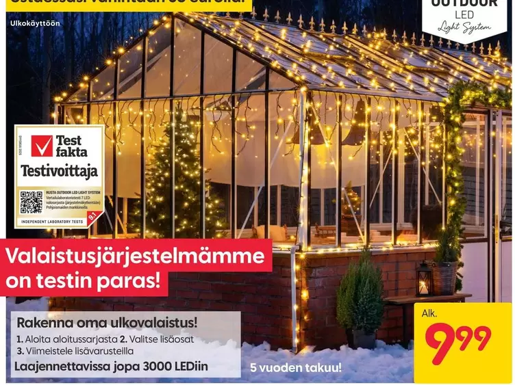 Laajennettavissa jopa 3000 LEDiin