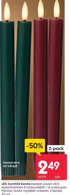 LED-kynttilä Senda klomiset joulut värit