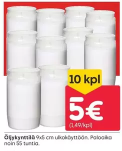 Öljykynttilä 9x5 cm ulkokäyttöön