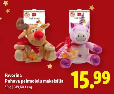 Puhuva pehmolelu makeisilla