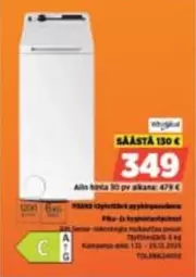 Päältä täytettävä pyykinpesukone