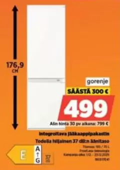 Integroitava jääkaappipakastin