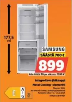 Integroitava jääkaappi