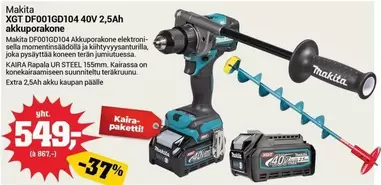 Makita - XGT DF001GD104 40V 2,5Ah akkuporakone