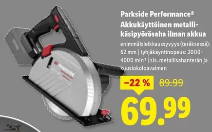 Akkukäyttöinen metalli-käsipyörösaha ilman akkua