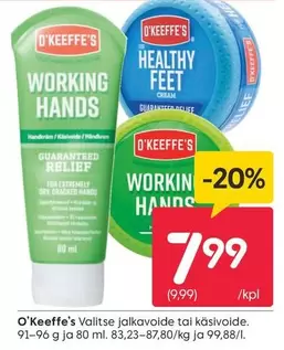 Valitse jalkavoide tai käsivoide.