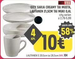 CITY SARJA CREAMY TAI MUSTA, LAUTANEN 21,5CM TAI MUKI 0,4L