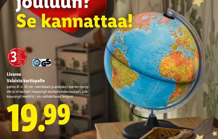 Valaistu karttapallo