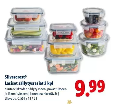 Lasiset säilytysrasiat 3 kpl