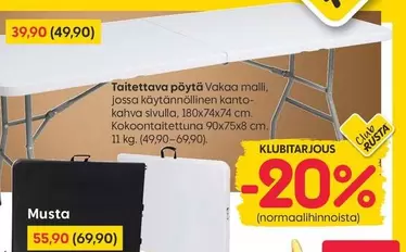 Taitettava pöytä Vakaa malli