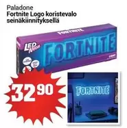Fortnite Logo koristevalo seinäkiinnityksellä