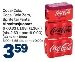 Coca-Cola, Coca-Cola Zero, Sprite tai Fanta