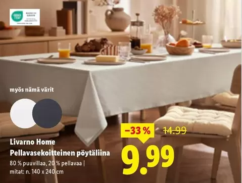 Pellavasekoitteinen pöytäliina