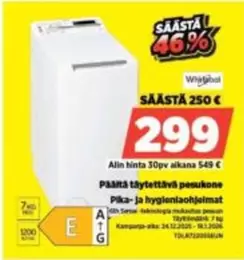 Päältä täytettävä pesukone