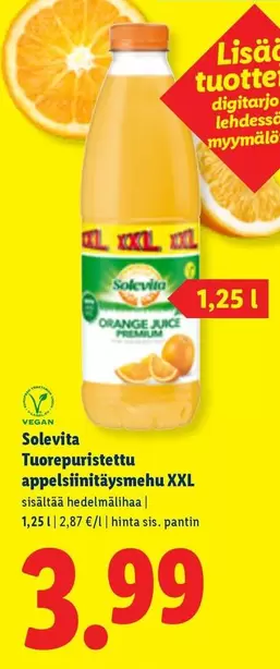 Tuorepuristettu appelsiinitäysmehu XXL