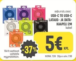 USB-C TO USB-C LATAUS- JA DATA-KAAPELI 2M