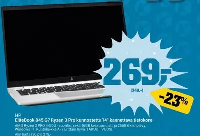 Hp - EliteBook 845 G7 Ryzen 3 Pro kunnostettu 14" kannettava tietokone