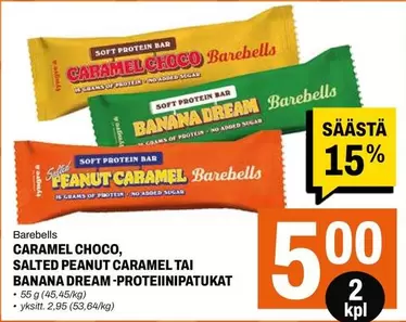 CARAMEL CHOCO, SALTED PEANUT CARAMEL TAI BANANA DREAM-PROTEIINIPATUKAT