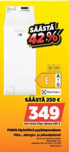 Päältä täytettävä pyykinpesukone