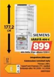 Siemens - Integroituva jääkaappi