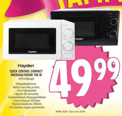 QUICK CONTROL COMPACT MIKROAALTOUUNI 700 W