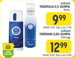 TERÄSPULLO 0,7L OLYMPIA, TERÄSMUKI 0,35L OLYMPIA