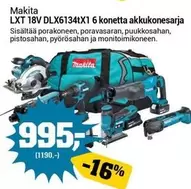 Makita - LXT 18V DLX6134tX1 6 konetta akkukonesarja