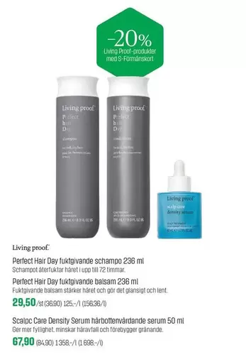 Perfect Hair Day fuktgrande schampo 236 ml, Perfect Hair Day fuktgivande balsam 230 ml, Scalpc Care Density Serum harbottenvårdande serum 50 ml