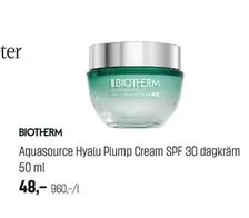 Aquasource Hyalu Plump Cream SPF 30 dagkräm