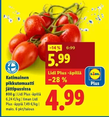Kotimainen pikkutomaatti jättipussissa