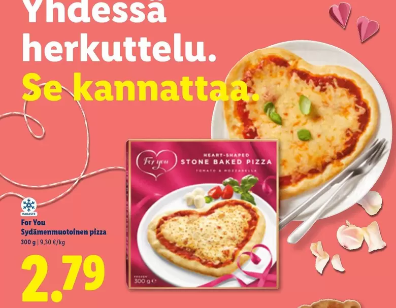 Sydämenmuotoinen pizza