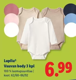Vauvan body 3 kpl