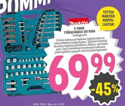 Makita - TYÖKALUSARJA 120 OSAA