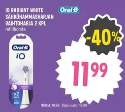 Oral B - RADIANT WHITE SÄHKÖHAMMASHARJAN VAIHTOHARJA 2 KPL
