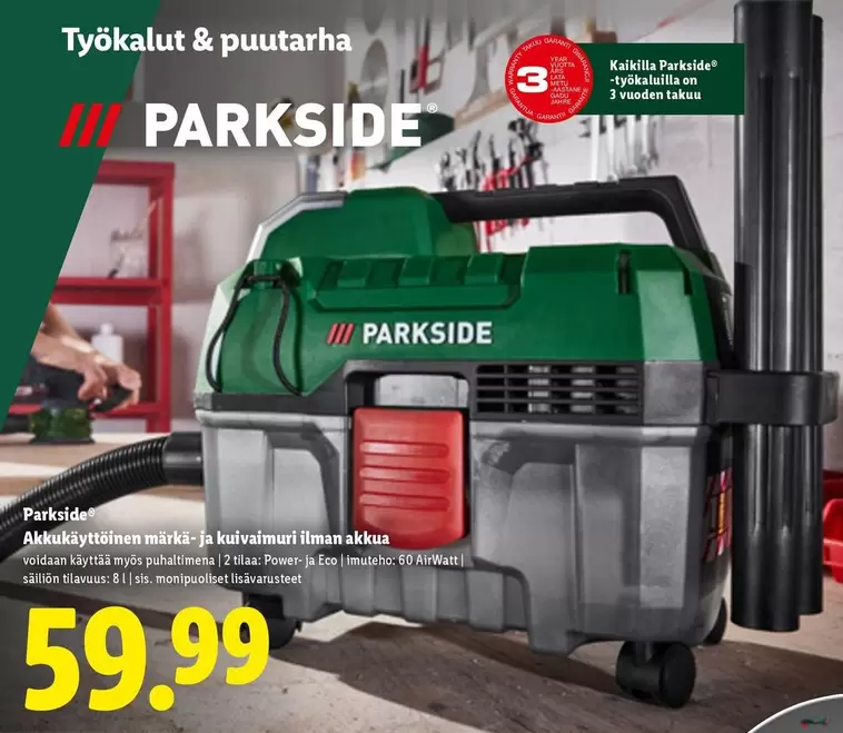 Akkukäyttöinen märkä- ja kuivaimuri ilman akkua